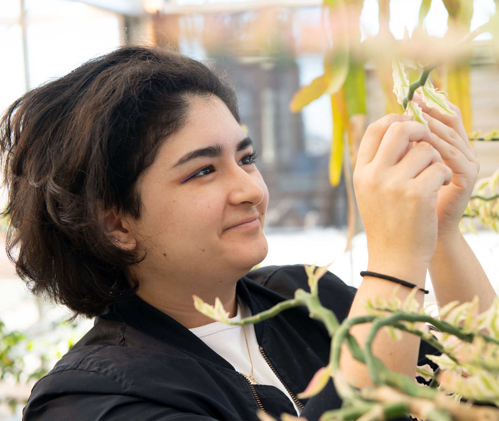 Loyola Environment Student in Azby Greenhouse