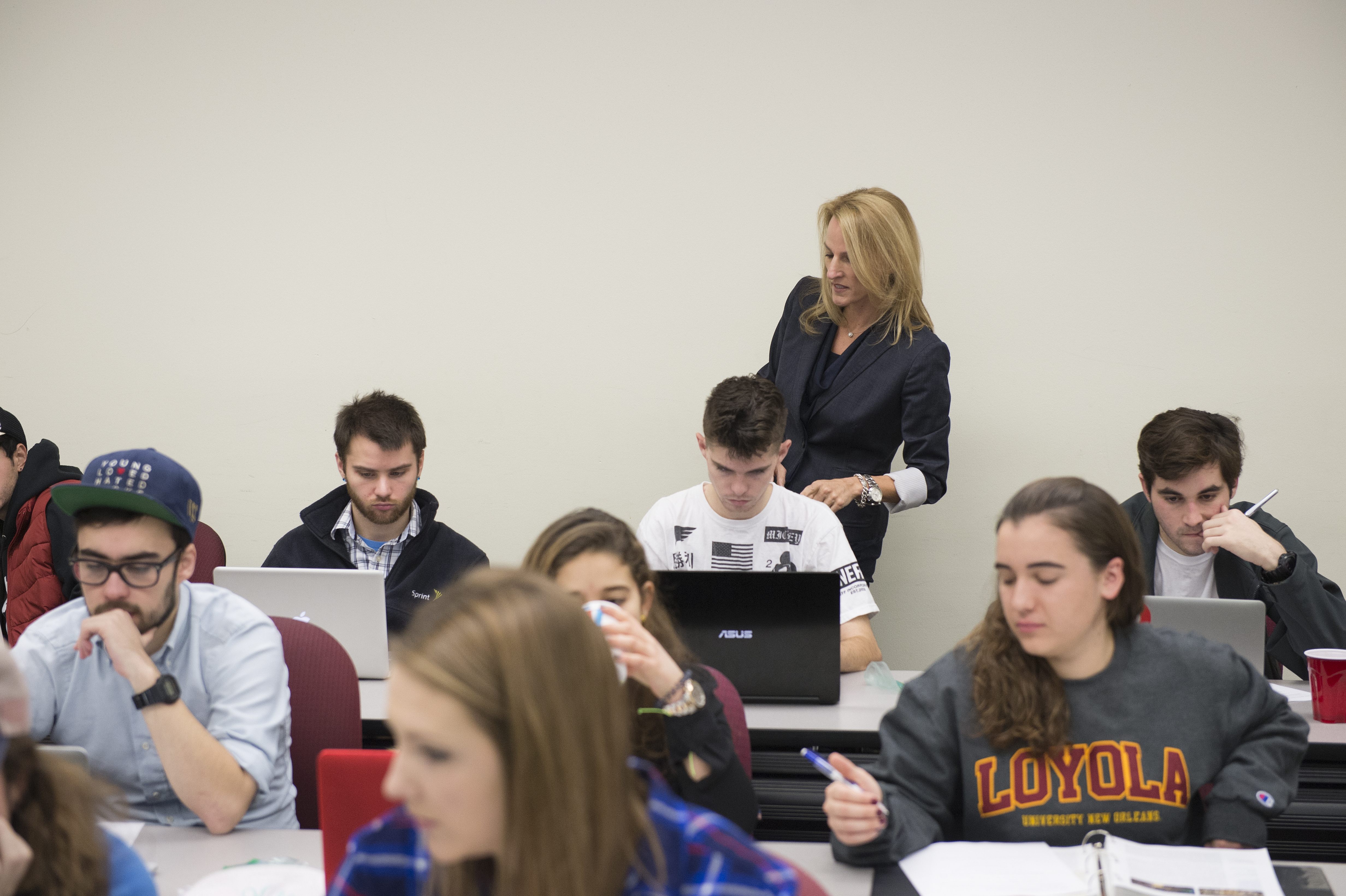 Professor advising student