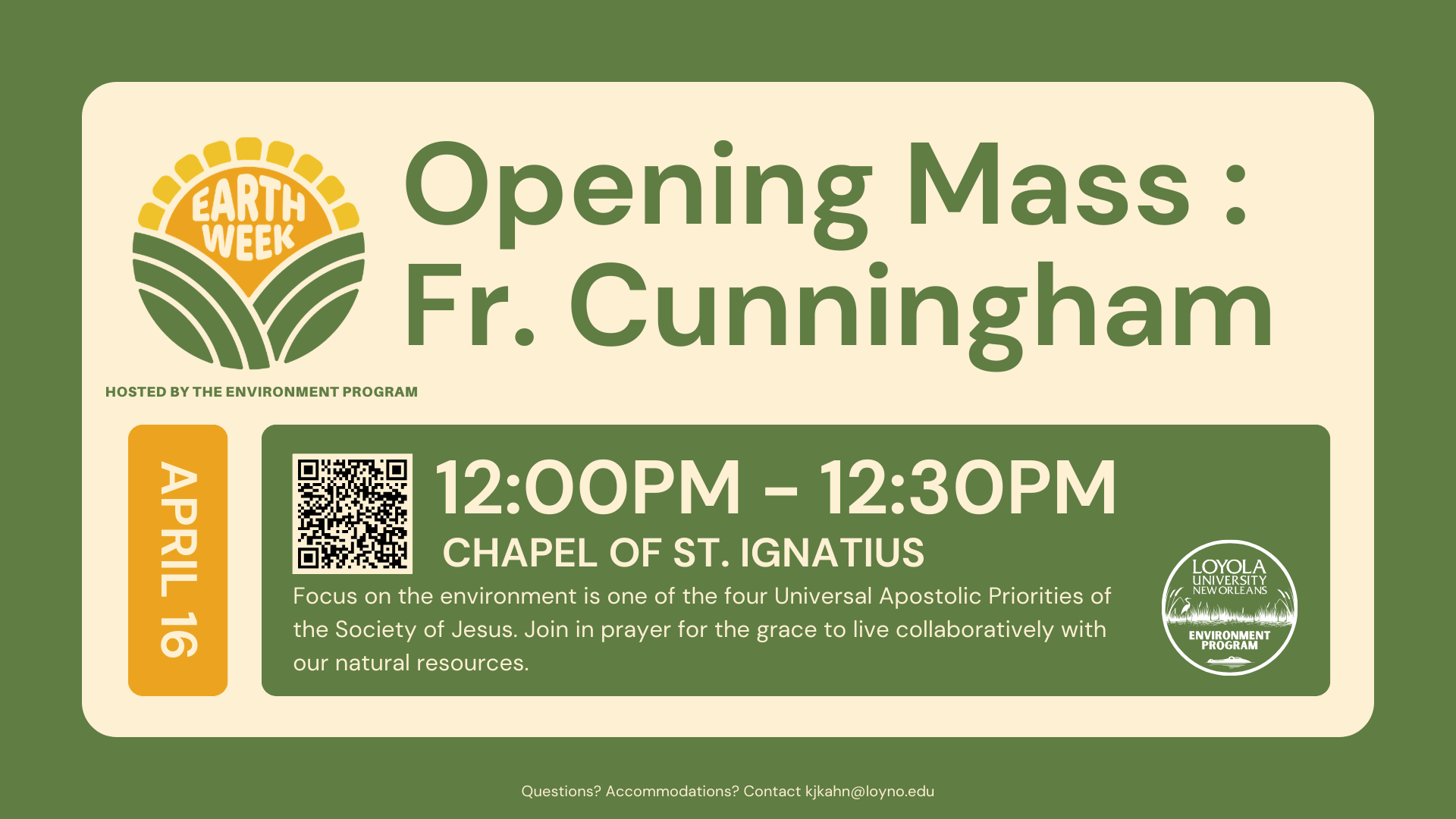 Earth Week Opening Mass Poster