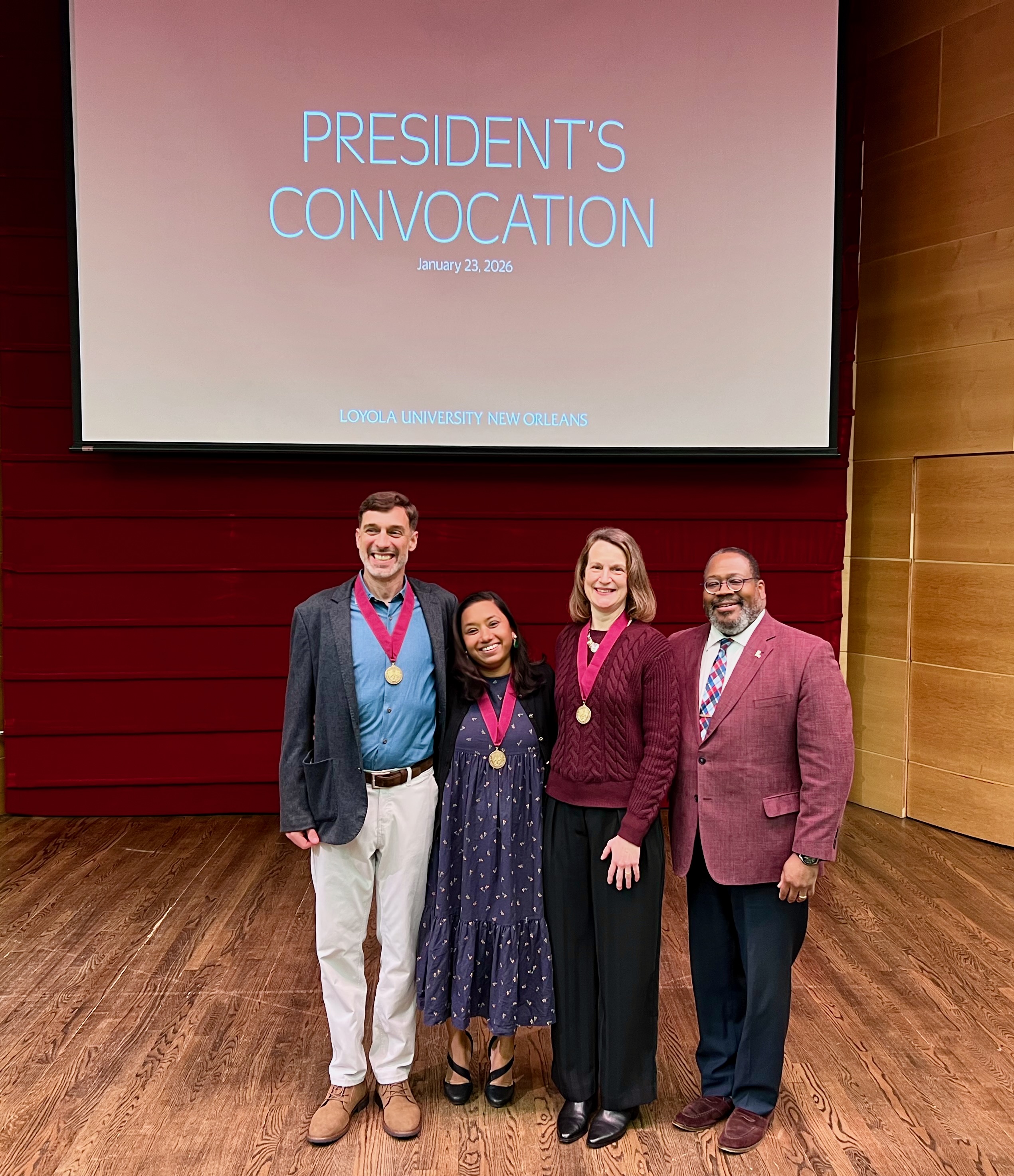 Phil Buccolo, Amrita Datta, Kimberly Mix, and President Cole