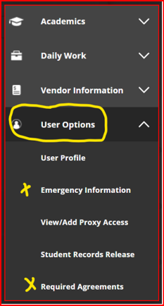Finding the User Options Icon in LORA